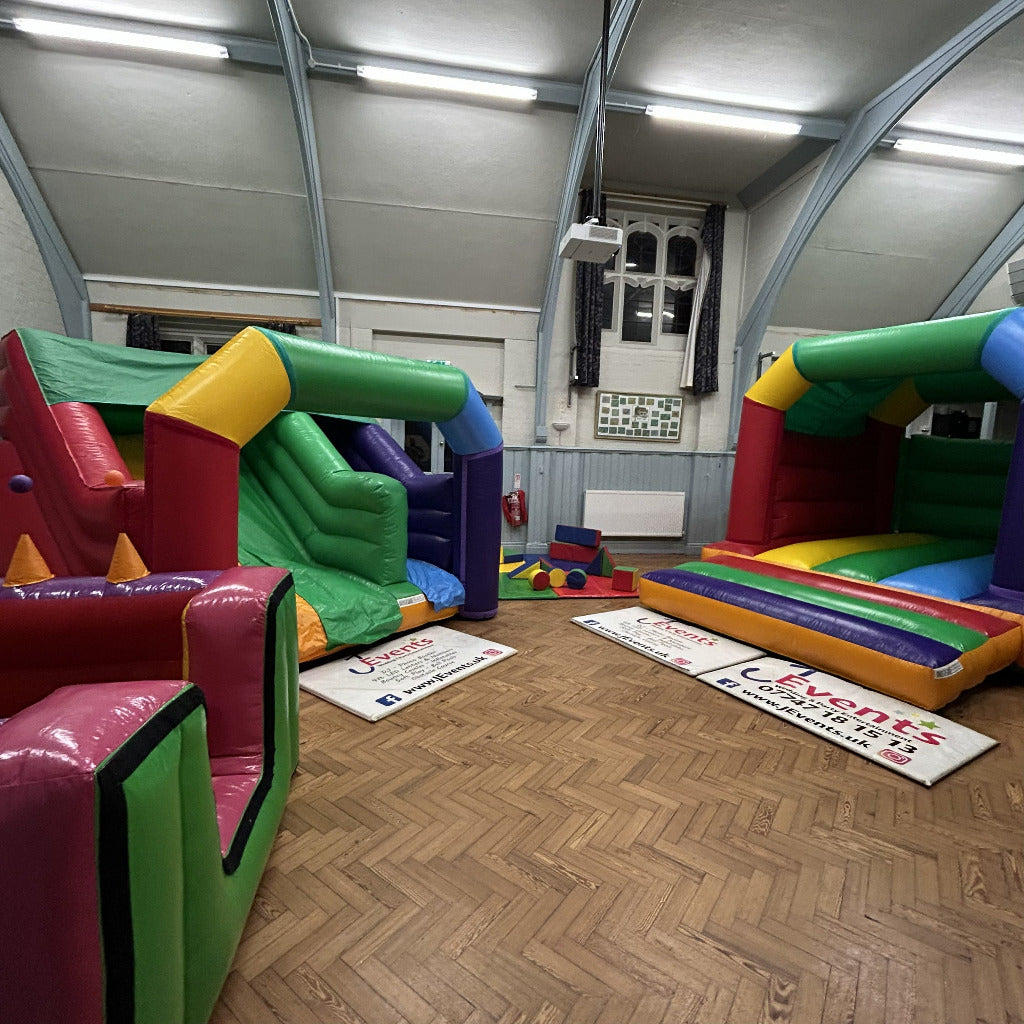 Multicoloured Rainbow Junior Platform Inflatable Slide Plain