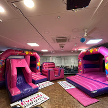 Load image into Gallery viewer, Pink &amp; Purple Bouncy Castle, Pink &amp; Purple Bounce &#39;n&#39; Slide Bouncy Castle &amp; Ball Pool
