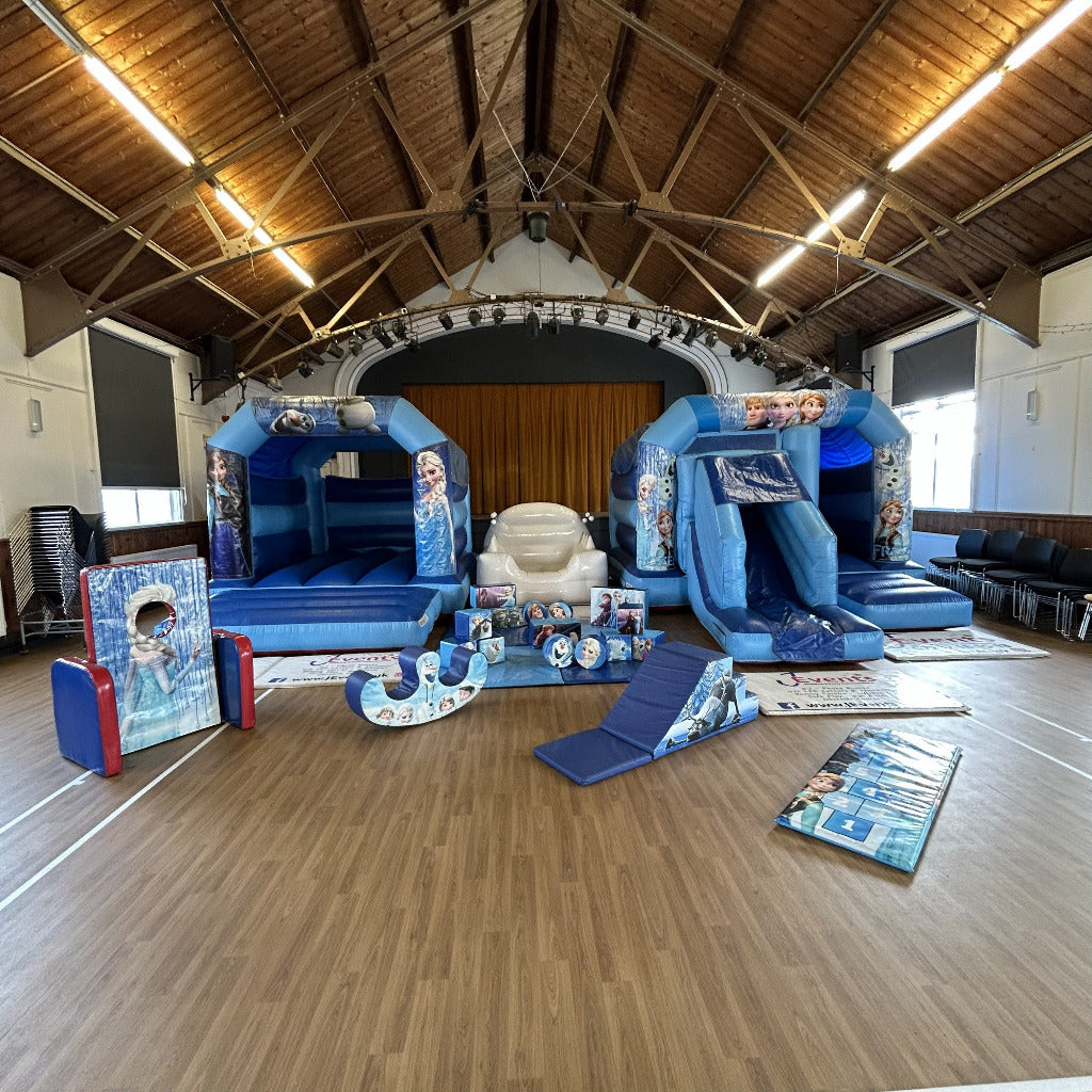 Frozen  Bouncy Castle, Frozen  Bounce 'n' Slide Bouncy Castle, Ball Pool & Soft Play (Plus Slide & Rocker) Also Face In The Hole & Hopscotch Package