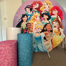 Load image into Gallery viewer, 6ft Round Princess Backdrop Hoop &amp; 3 x Princess Plinths
