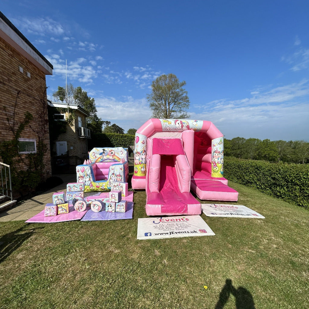 Pink Bounce 'n' Slide Party Time Unicorn Themed