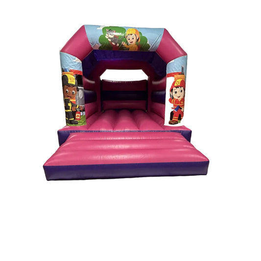 Firefighter / Fireman Bouncy Castle Pink & Purple