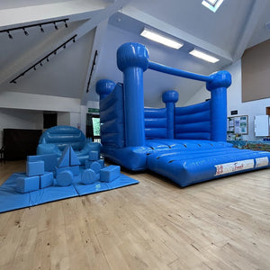 Pastel Blue Bouncy Castle, Pastel Blue Ball Pool & Pastel Blue Soft Play Shapes