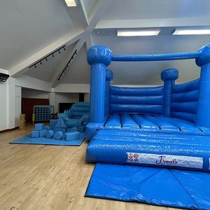 Pastel Blue Bouncy Castle, Pastel Blue Ball Pool & Pastel Blue Soft Play Shapes