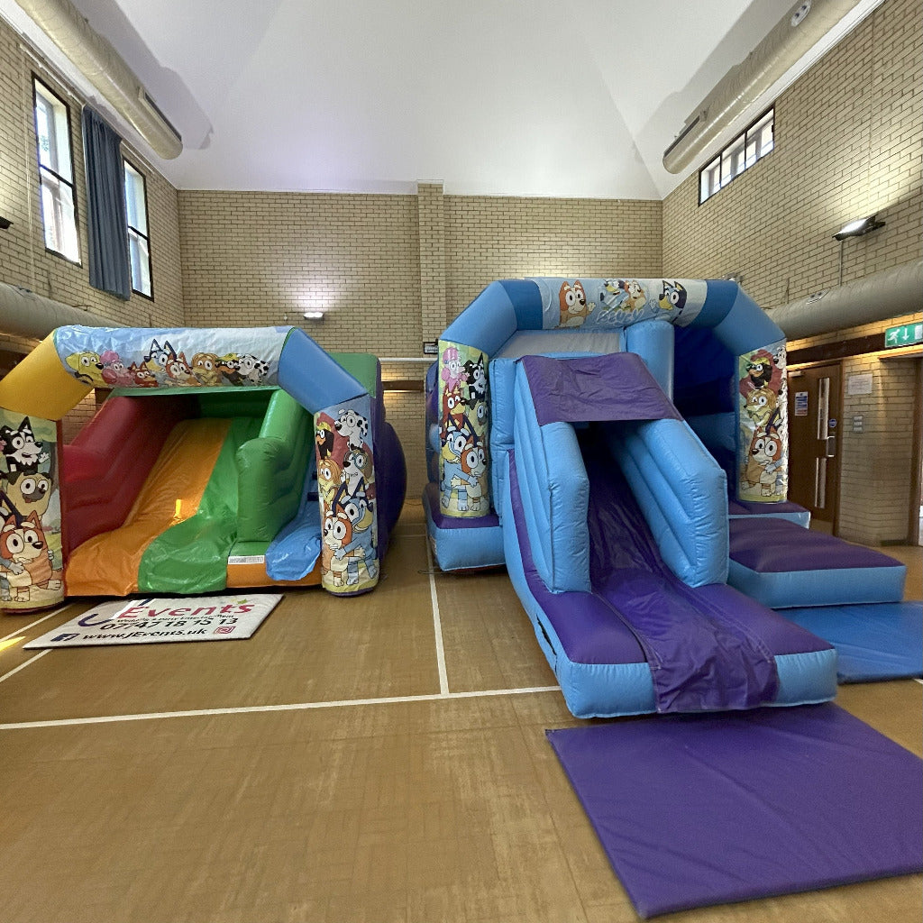 Multicoloured Rainbow Junior Platform Inflatable Slide Bluey