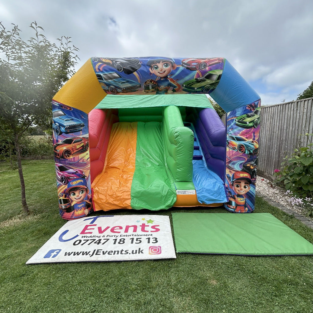 Multicoloured Rainbow Junior Platform Inflatable Slide Hot Wheels