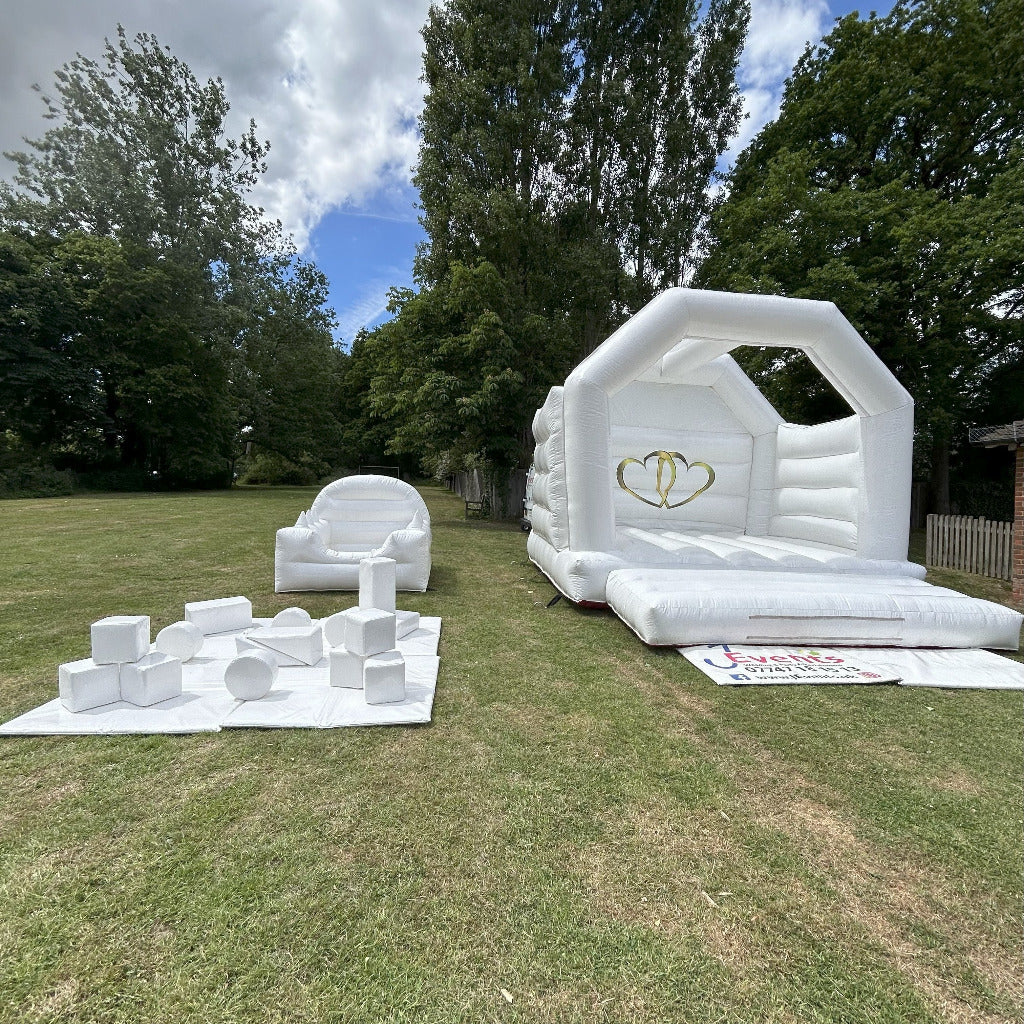 White Bouncy Castle Hearts, Ball Pool & Shapes