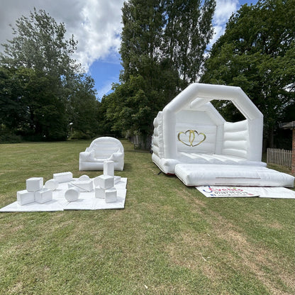 White Bouncy Castle Hearts, Ball Pool & Shapes