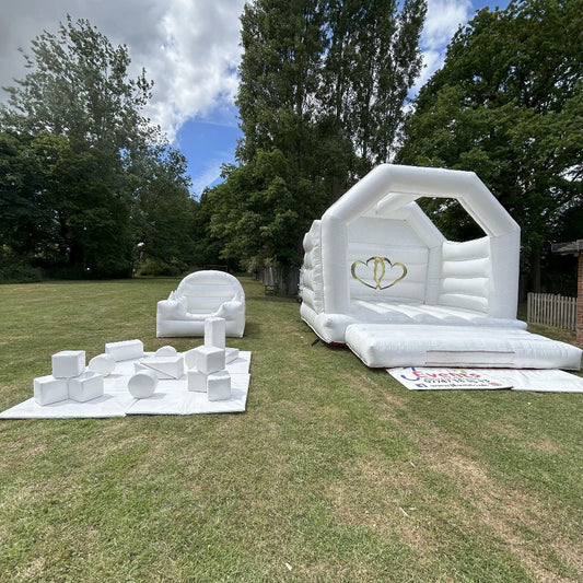 White Bouncy Castle Hearts, Ball Pool & Shapes