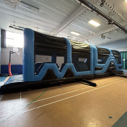 Assault Course 46ft Blue & Black Inflatable Obstacle Course & Bouncy Castle