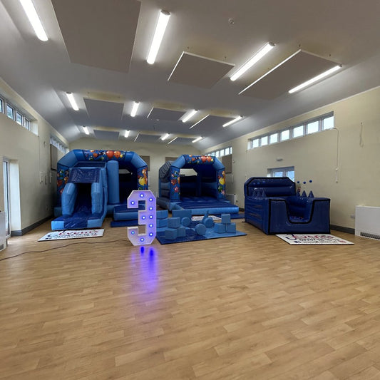 Blue Bouncy Castle, Blue Bounce 'n' Slide Bouncy Castle, Ball Pool & Soft Play Package