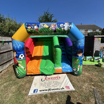 Multicoloured Rainbow Junior Platform Inflatable Slide Football 2