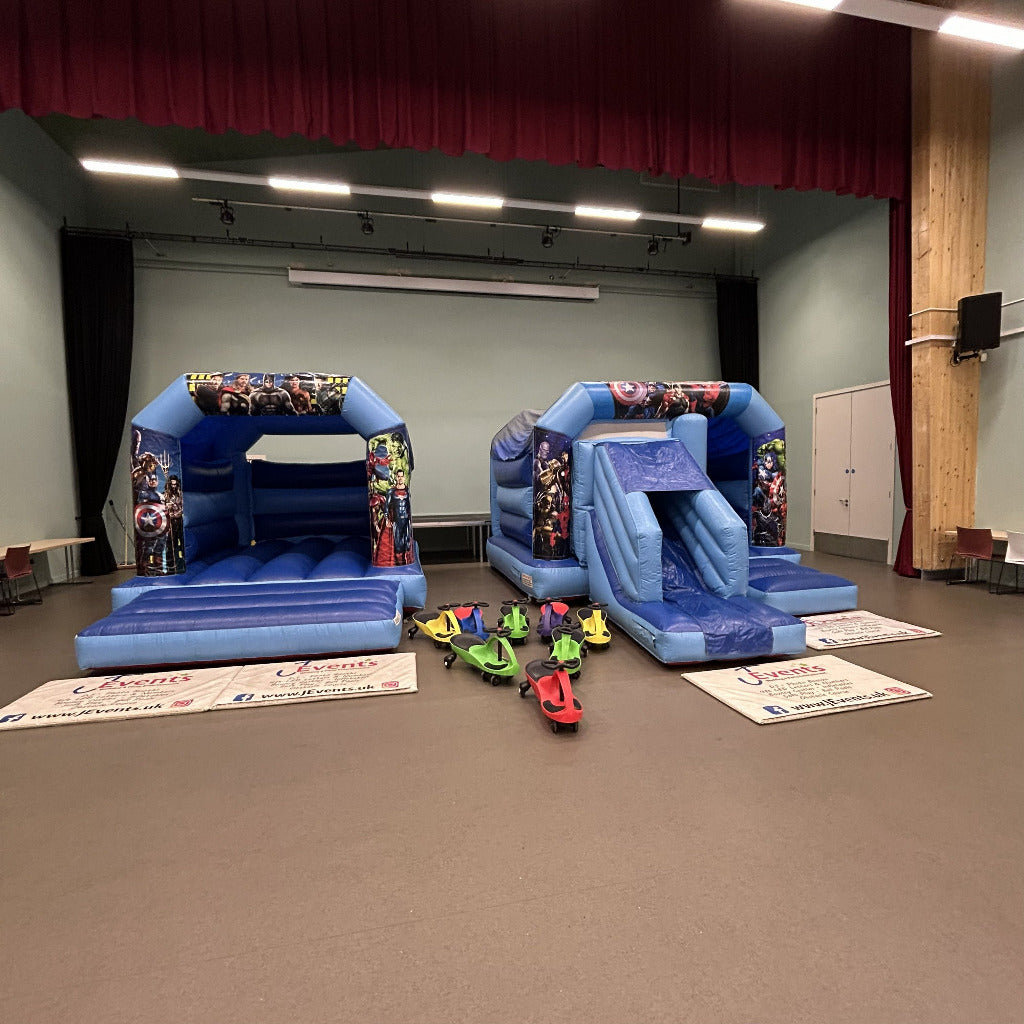 Superhero Bouncy Castle & Superhero Bounce 'n' Slide Bouncy Castle Package