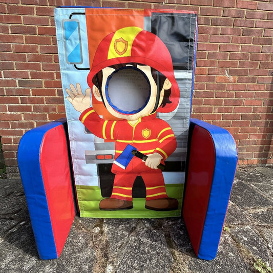 Fireman ‘Face in Hole’  Peek a Boo Green & Purple