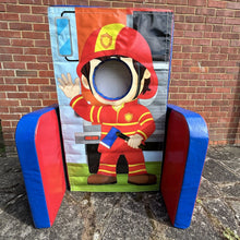 Load image into Gallery viewer, Fireman ‘Face in Hole’  Peek a Boo Red &amp; Blue
