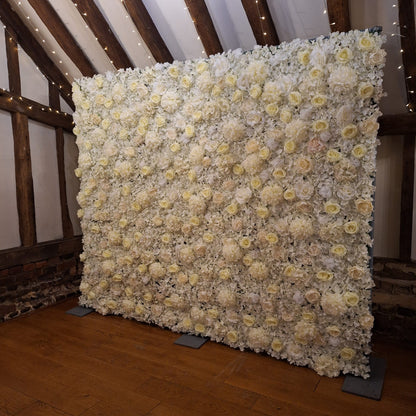 White & Cream Silk Flower Wall