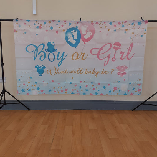 Boy or Girl ? Gender Reveal Backdrop Banner
