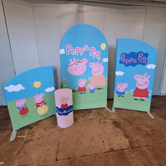 4ft, 6ft & 7ft Sail Backdrops & Plinth Package Pig Themed