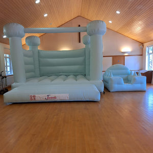 Pastel Light Mint Green / Ice Blue Bouncy Castle & Pastel Light Mint Green / Ice Blue Ball Pool