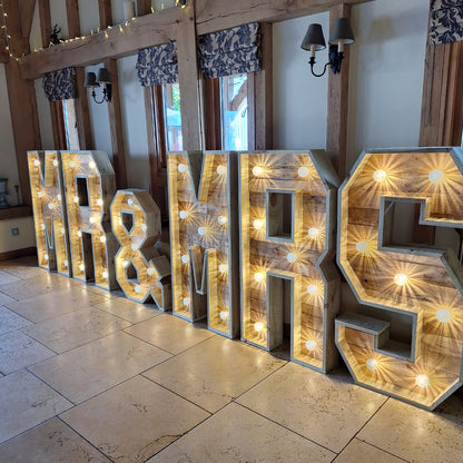4ft LED Rustic MR & MRS Letters
