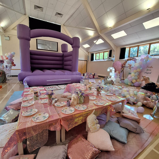 Pastel Lilac Bouncy Castle, Pastel Lilac Ball Pool & Pastel Lilac Soft Play Shapes