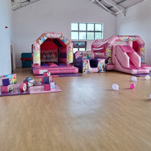 Load image into Gallery viewer, Princess Bouncy Castle, Princess Bounce &#39;n&#39; Slide Bouncy Castle, Ball Pool &amp; Soft Play Package
