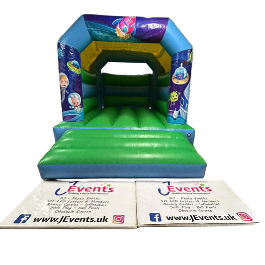 Space 2 Themed Bouncy Castle Blue & Green