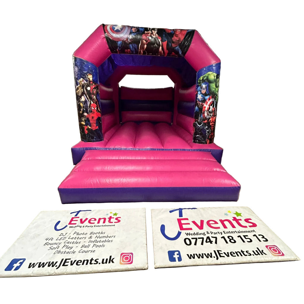Superhero Bouncy Castle Pink & Purple Marvel