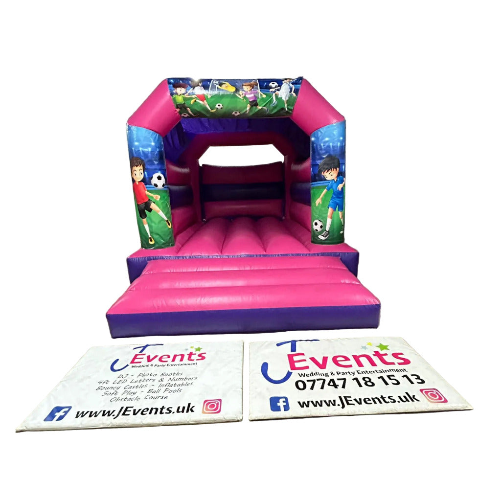 Football 2 Bouncy Castle Pink & Purple