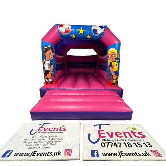 Football Bouncy Castle Pink & Purple