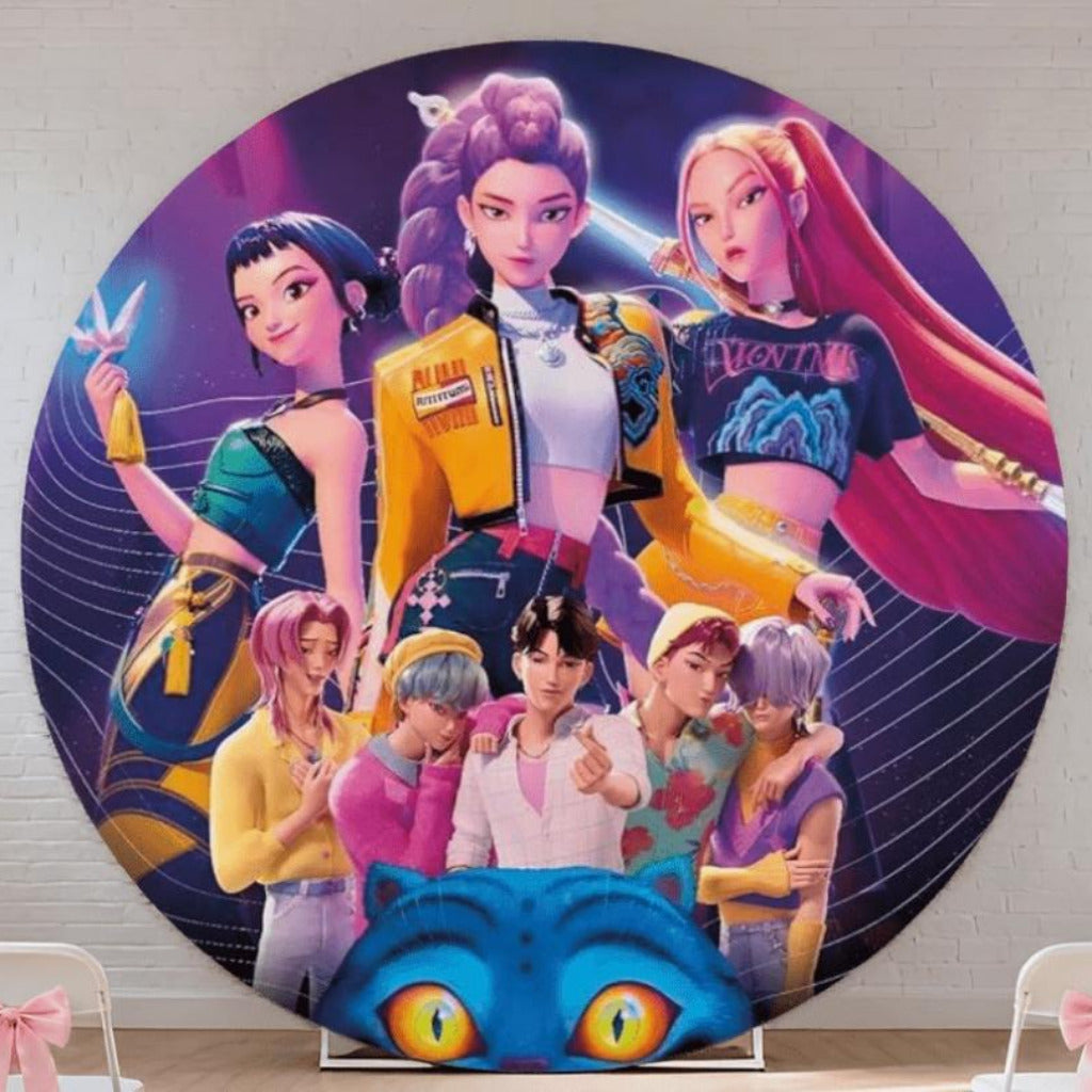 6ft Round KPop Demon Hunters Backdrop Hoop