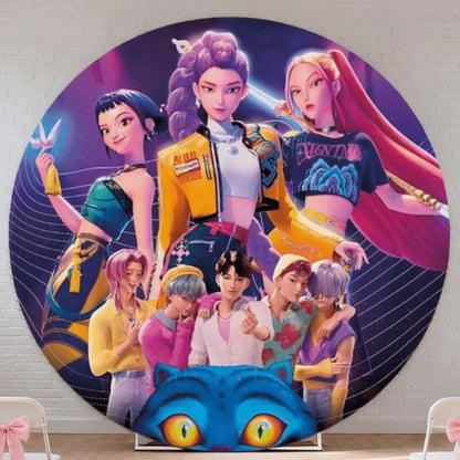 6ft Round KPop Demon Hunters Backdrop Hoop