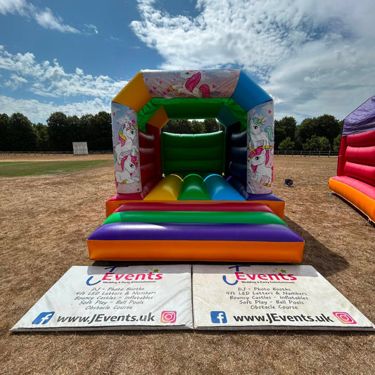 Cute Unicorn Multicoloured Rainbow Bouncy Castle