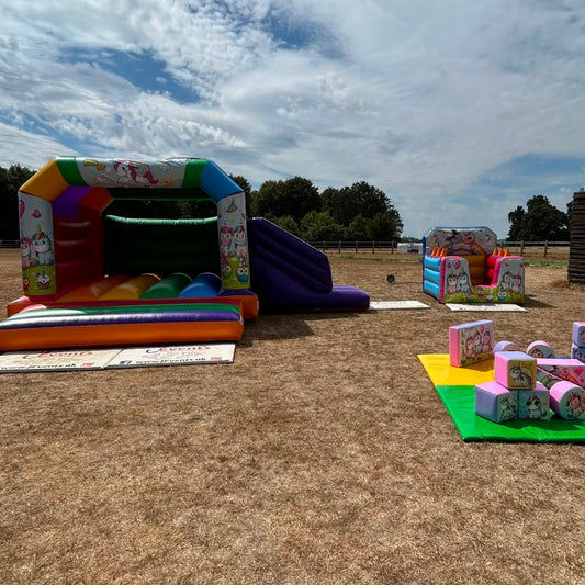Party Time Unicorn Bounce n Slide, Ball Pool & Soft Play Package Multicoloured Rainbow