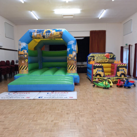 Construction Themed Bouncy Castle Blue & Green