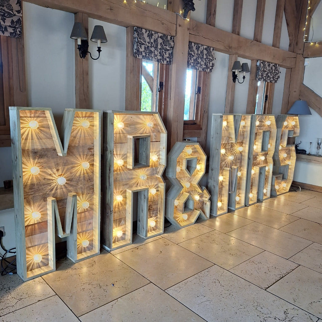 4ft LED Rustic MR & MRS Letters