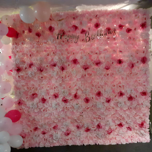 Pink Silk Flower Wall