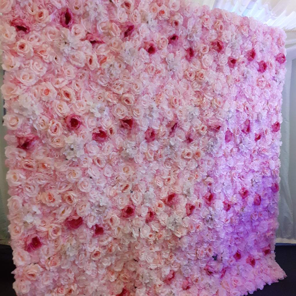 Pink Silk Flower Wall & Magic Mirror Photo Booth Package