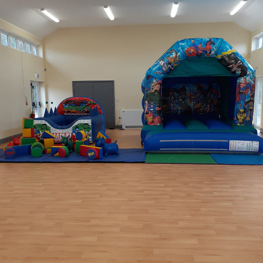 Superhero Bouncy Castle, Ball Pool & Soft Play Package