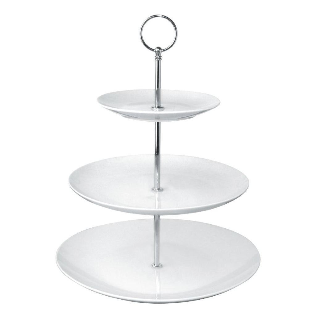 Three Tiered, White Porcelain Cake Stands