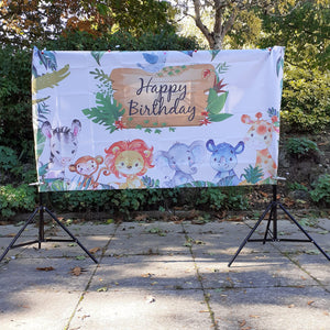 Jungle Happy Birthday Backdrop Banner