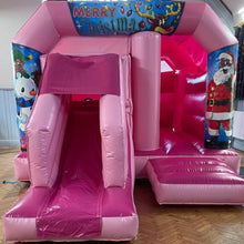 Load image into Gallery viewer, Pink Bounce &#39;n&#39; Slide Christmas Themed
