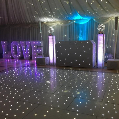 DJ & White Disco Setup Plus Photo Booth & LOVE Letters
