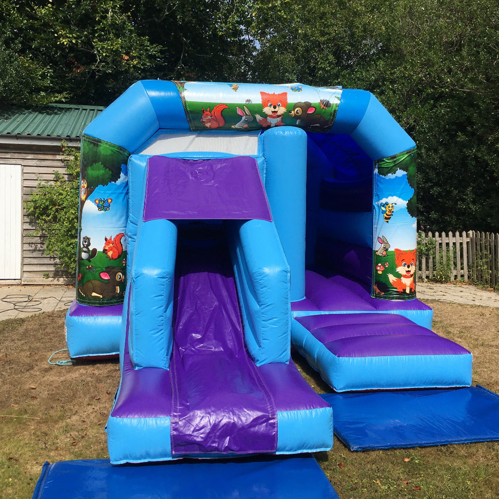 Blue & Purple Bounce 'n' Slide Woodland Themed