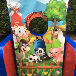 Farmyard ‘Face in Hole’  Peek a Boo Red & Blue