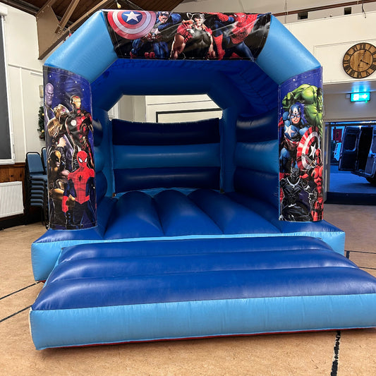 Superhero Bouncy Castle Blue & Blue
