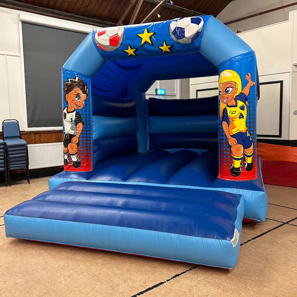 Football Bouncy Castle Blue & Blue