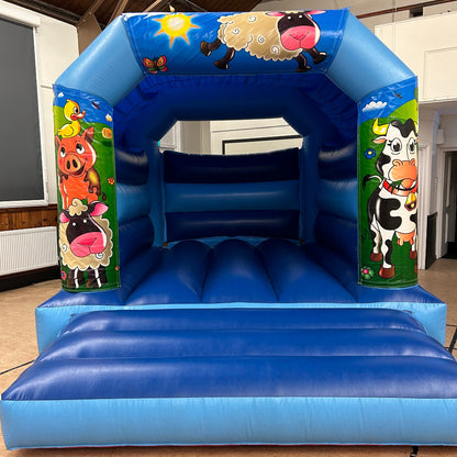 Farm Bouncy Castle Blue & Blue