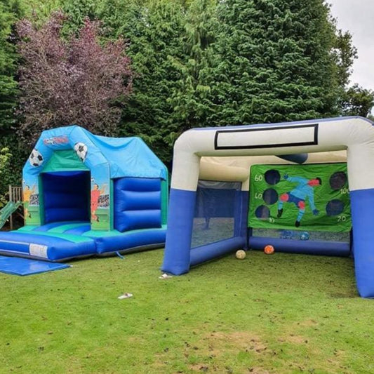 Football Bouncy Castle & Shoot 'n' Score Penalty Shoot-Out Inflatable Package