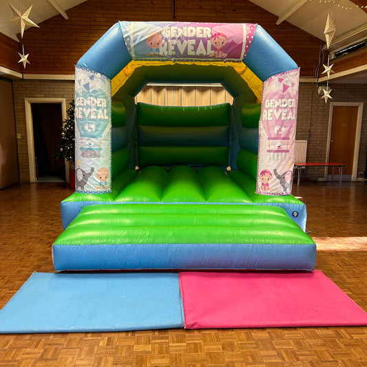 Gender Reveal Bouncy Castle Blue & Green
